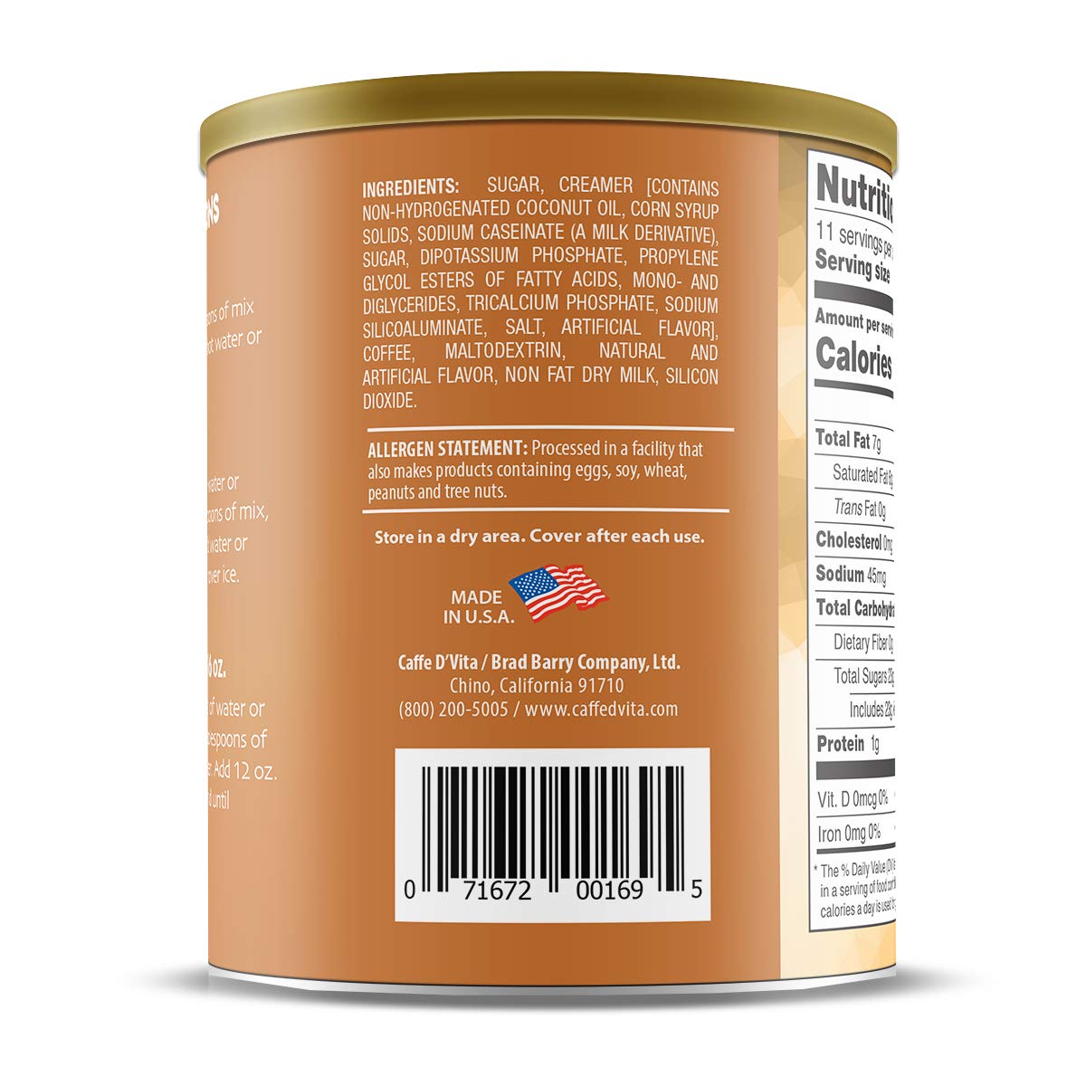 Caffe D'Vita Caramel Macchiato - Coffee Caramel Macchiato, Caramel Instant Coffee, Latte Mix, Gluten Free, No Cholesterol, No Hy