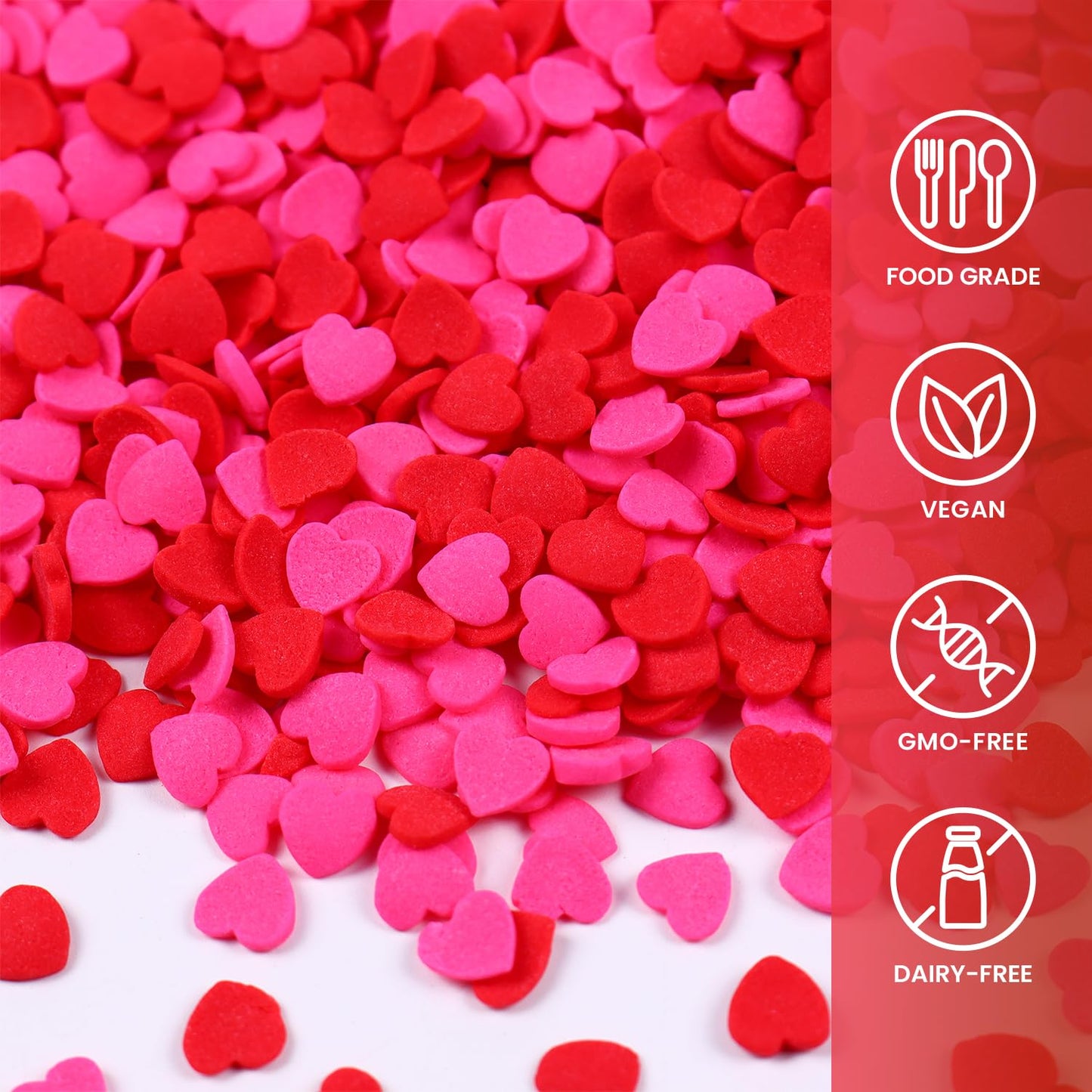 Red Pink Heart Confetti Sprinkles For Cake Decorating, 3.52Oz Edible Valentine Sprinkles Bulk For Cupcake Toppers Baking Cookie
