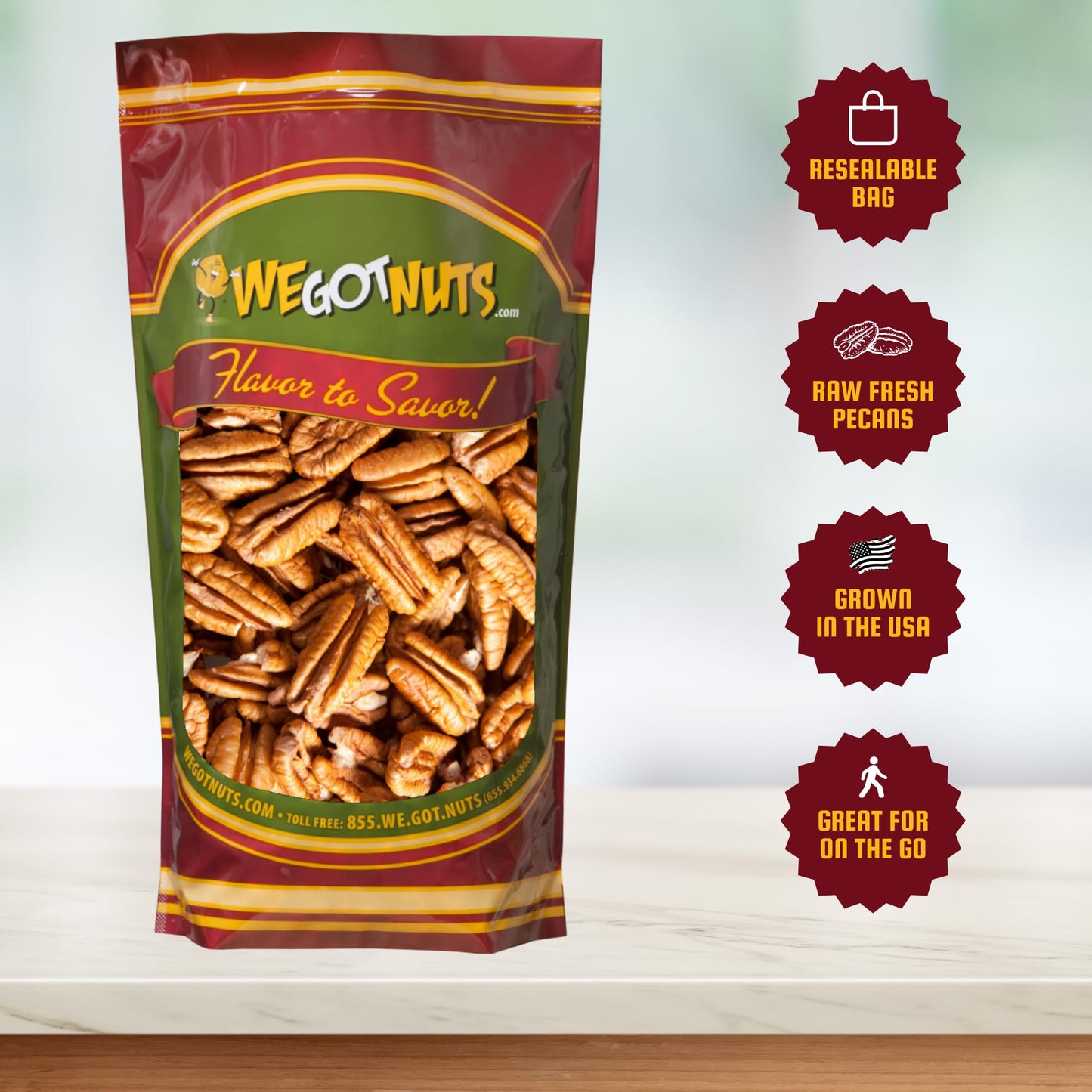 Two Pounds Of Pecans Raw, Whole, Shelled, Raw, Natural, No Preservatives Added, Non-Gmo, No Ppo, 100% Natural We Got Nuts