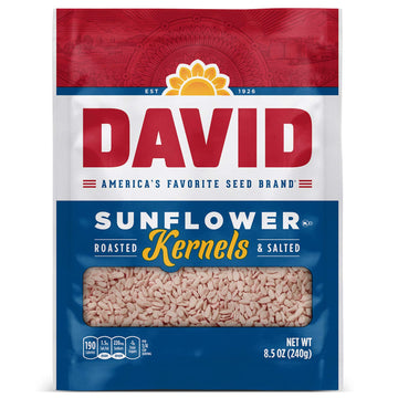 DAVID Seeds Salted and Roasted Sunflower Kernels, Keto Friendly Snack, 8.5 OZ Bags, 12 Pack