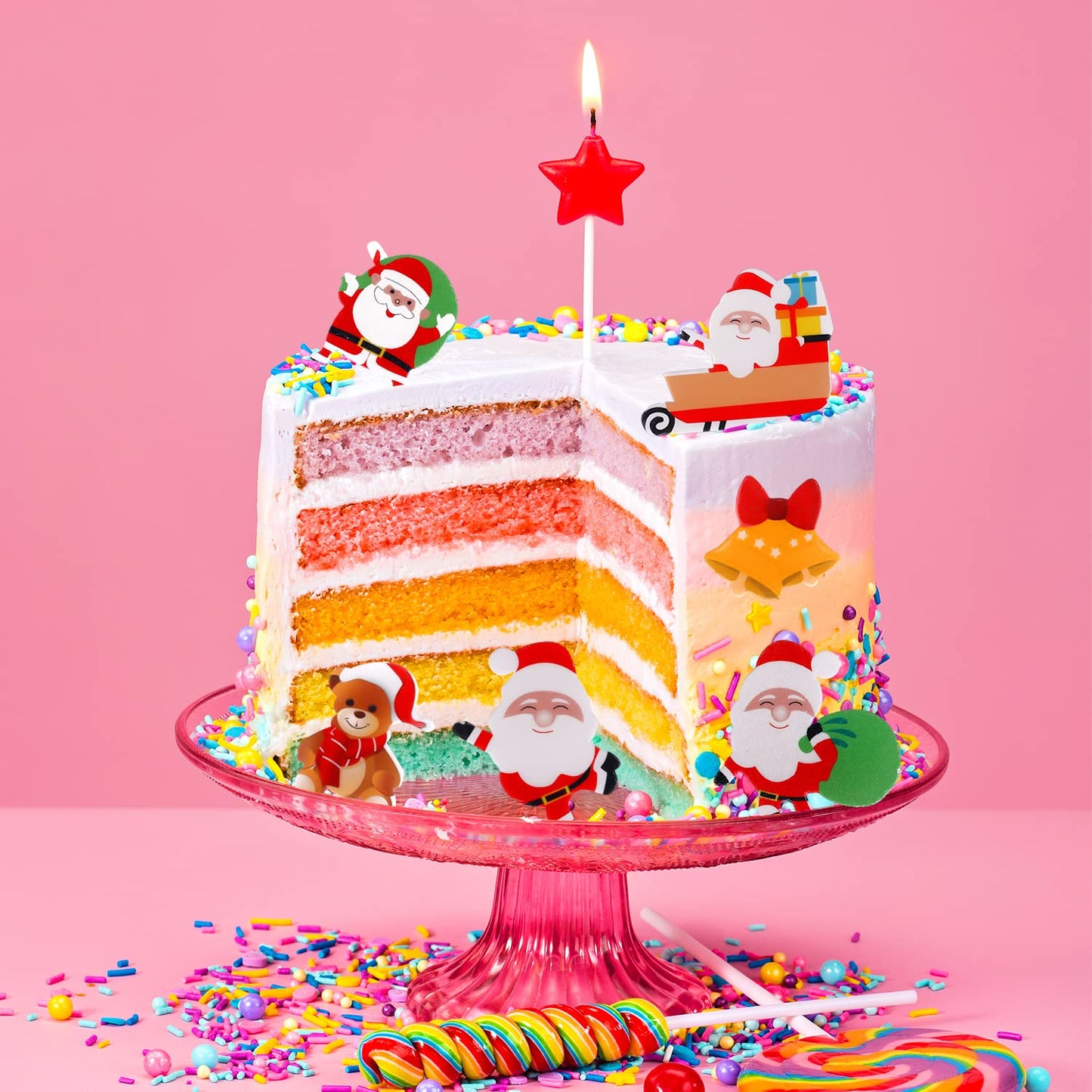 300Pcs Edible Christmas Cake Decorations, Edible Wafer Paper Christmas Cupcake Decorations Edible Christmas Cake Toppers For Xma