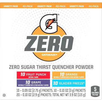 Gatorade G Zero Powder Variety Pack - Sugar-Free Hydration - 40 Count (Pack of 1)