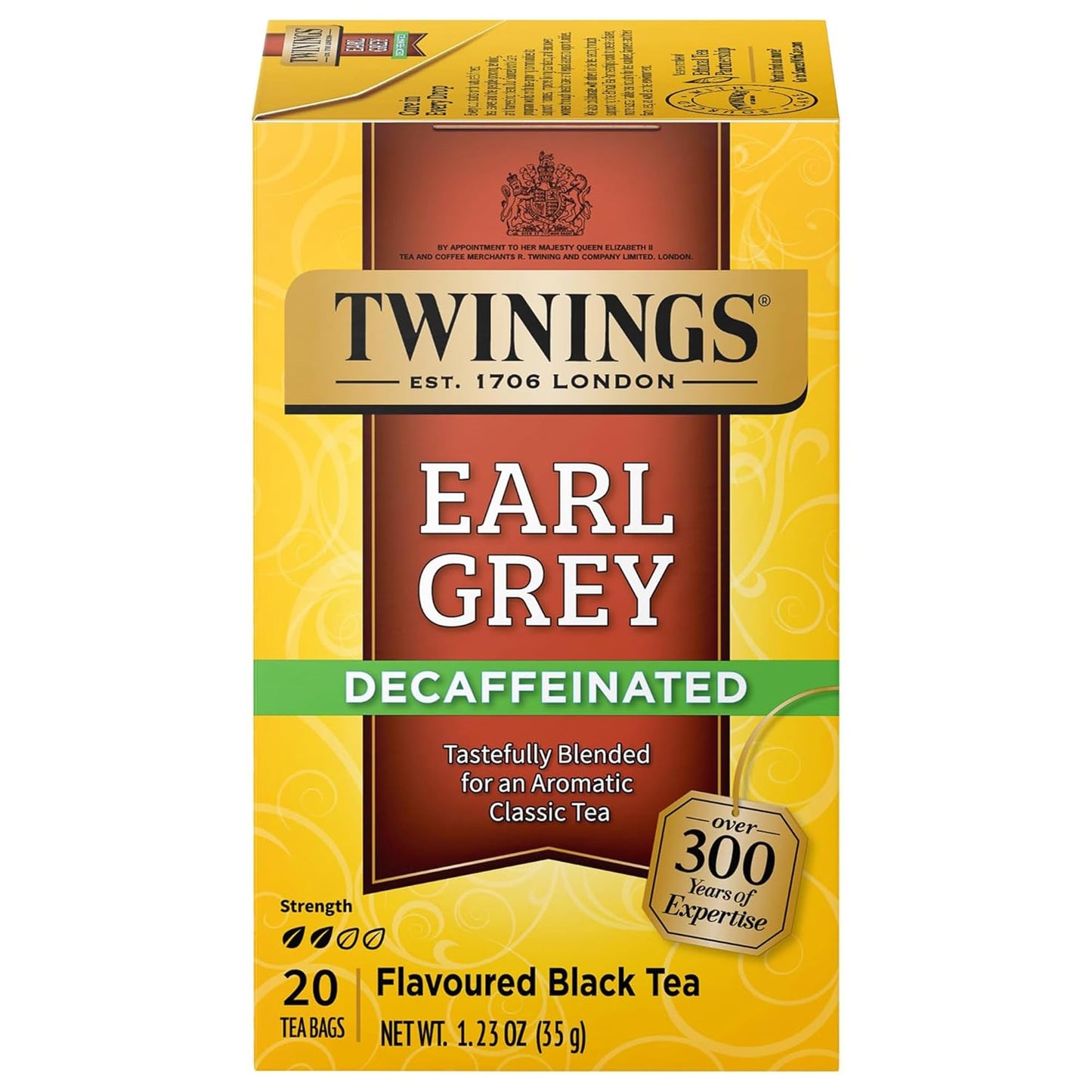 Twinings Decaffeinated Earl Grey Black Tea Individually Wrapped Bags, 20 Count (Pack of 1), Flavoured with Citrus and Bergamot,