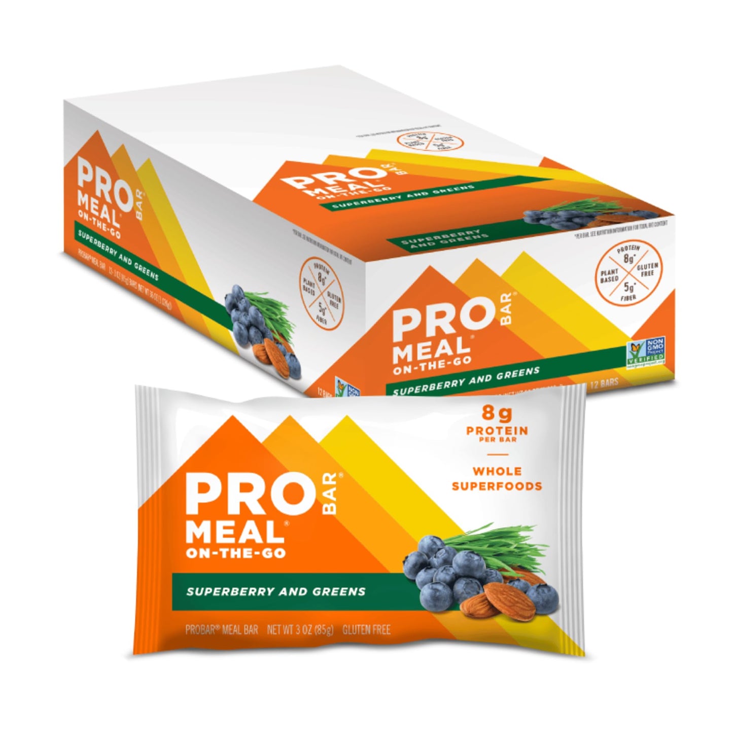 Probar - Meal Bar, Superberry & Greens, Non-Gmo, Gluten-Free, Healthy, Plant-Based, Whole-Food Ingredients, Natural Energy (12 C