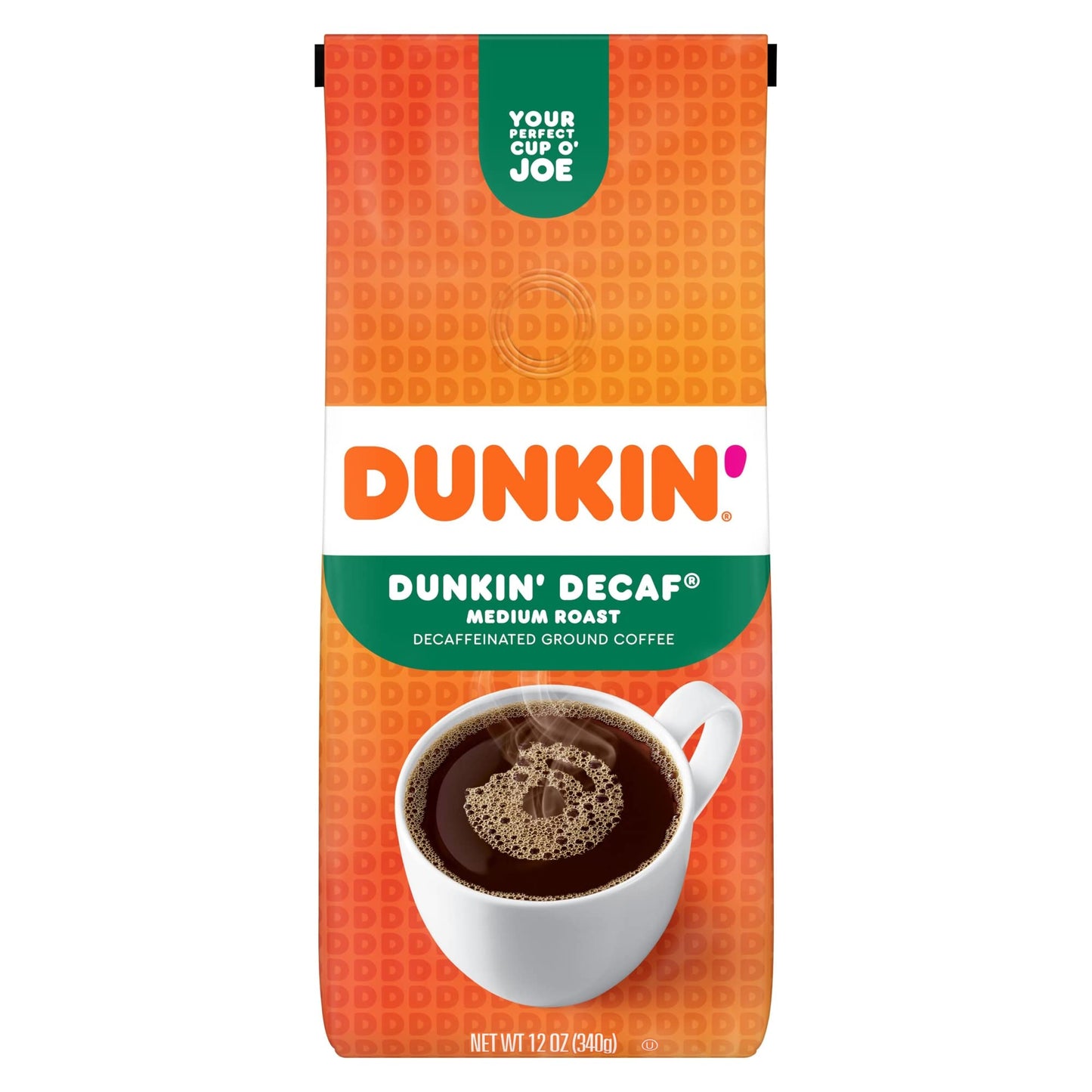 Dunkin Original Blend Decaf Ground Coffee, Medium Roast, 12 Ounces, Pack of 1