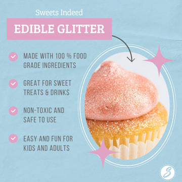 Sweets Indeed, Edible Glitter, Perfect for Drinks, Cocktails, Beverages & Cake Decorating, Dessert Cake Topper, Gift, 4 grams (P
