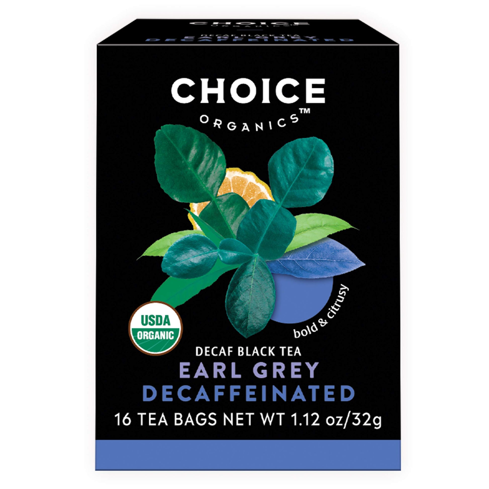 Choice Organics Organic Decaffeinated Earl Grey Tea with Bergamot - 96 Organic Black Tea Bags - 16 Count (Pack of 6)