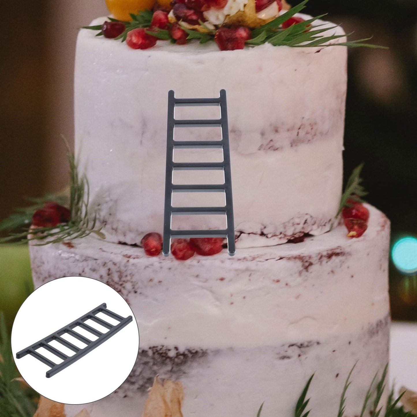 jojofuny Mini Ladder Cake Toppers Sponge Step Ladder Cake Decoration Fairy Furniture Ladder Ornament Miniature Plastic Ladder fo