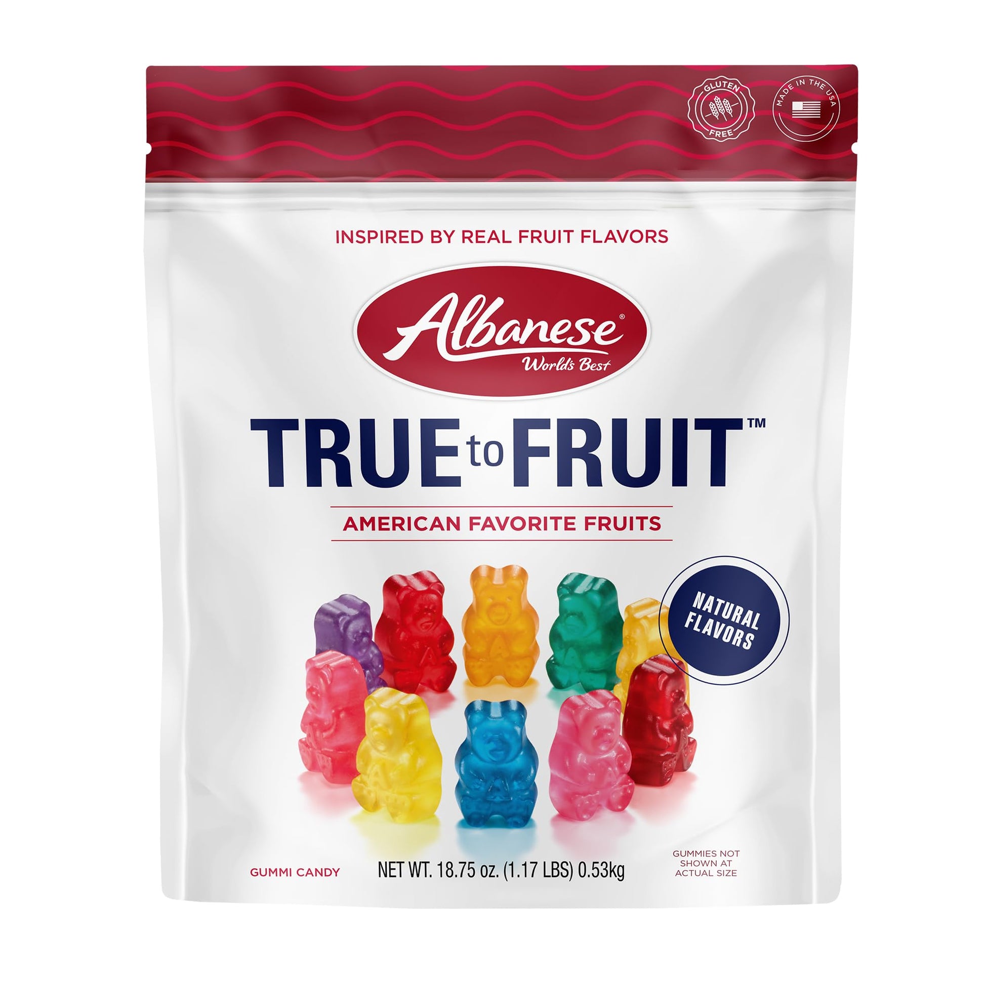 Albanese American Favorite Fruits Gummies – 18.75oz Bag of Red Candy