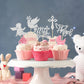 Gyufise 30Pcs Mi Bautizo Cupcake Toppers Silver Glitter Cross Angel Dove Cupcake Toppers Angel Religious God Bless Cupcake Picks
