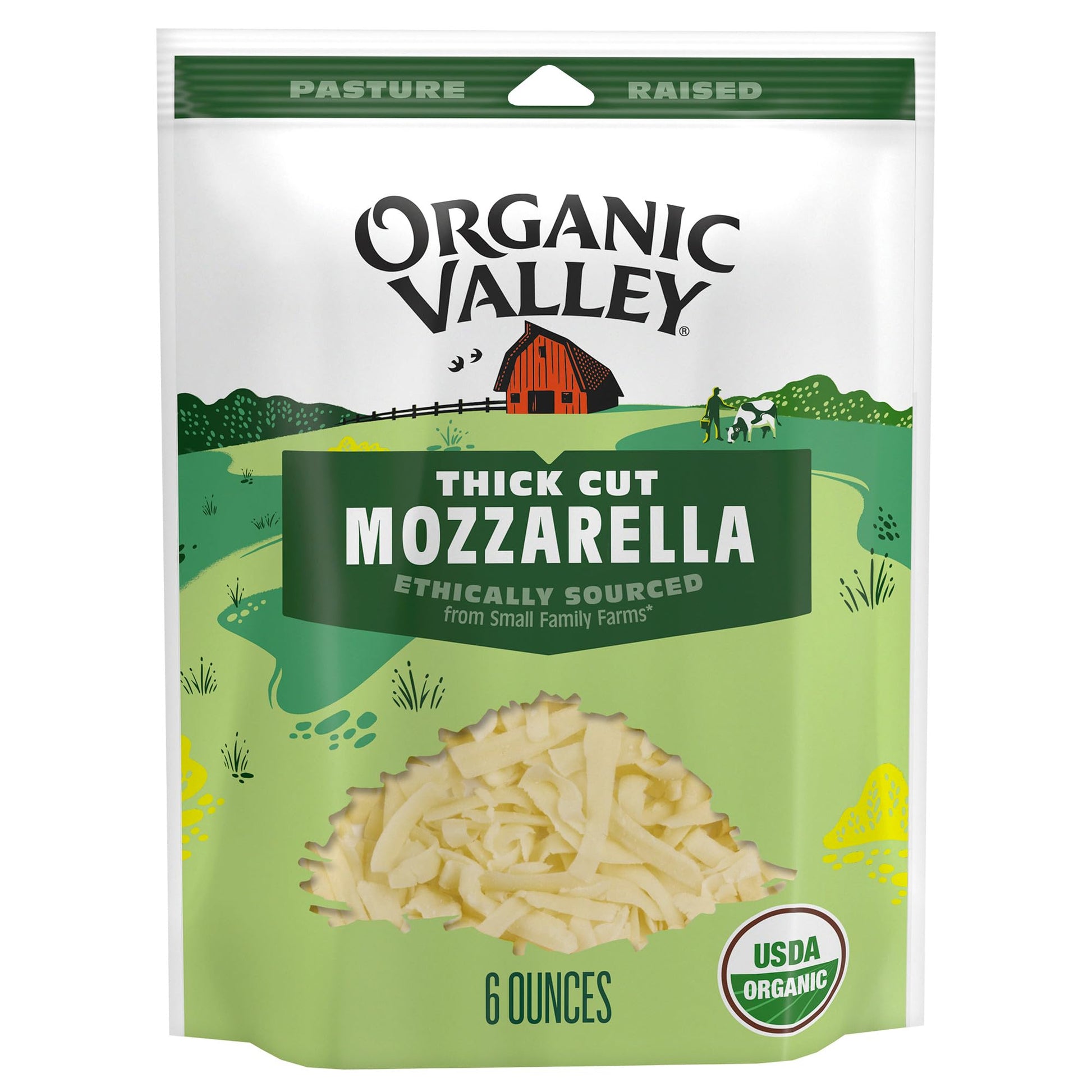 Organic Thick Cut Shredded Mozzarella Cheese, 6 oz