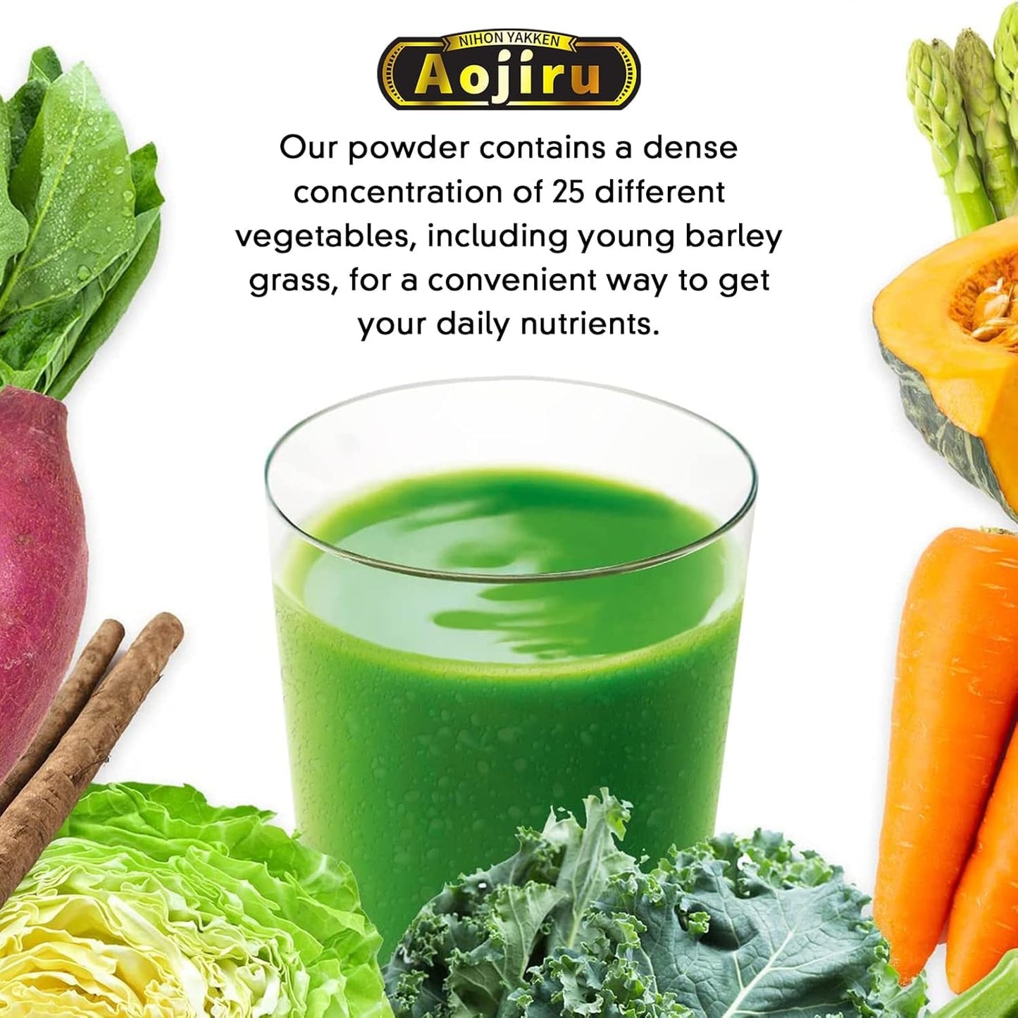 Kin no Aojiru Veggie Blend - 25 Types of Pure Japanese Vegetables Including Young Barley Grass - Ready-to-Use 0.12 oz. (3.5g) Individual Packet ? 30pcs - Gluten Free  2 Pack