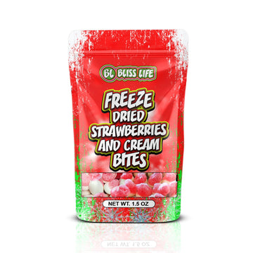 Strawberry And Cream Bites Freeze Dried Fruit Candy from TikTok, ASMR Crunchy Candy, Sweet and Sour Kids Snacks, Unique Novelty 