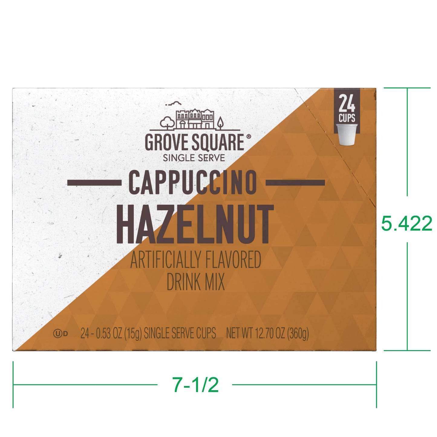 Grove Square Coffee Cappuccino, Hazelnut - 24 Single Serve Cups, Model 12G102F4652