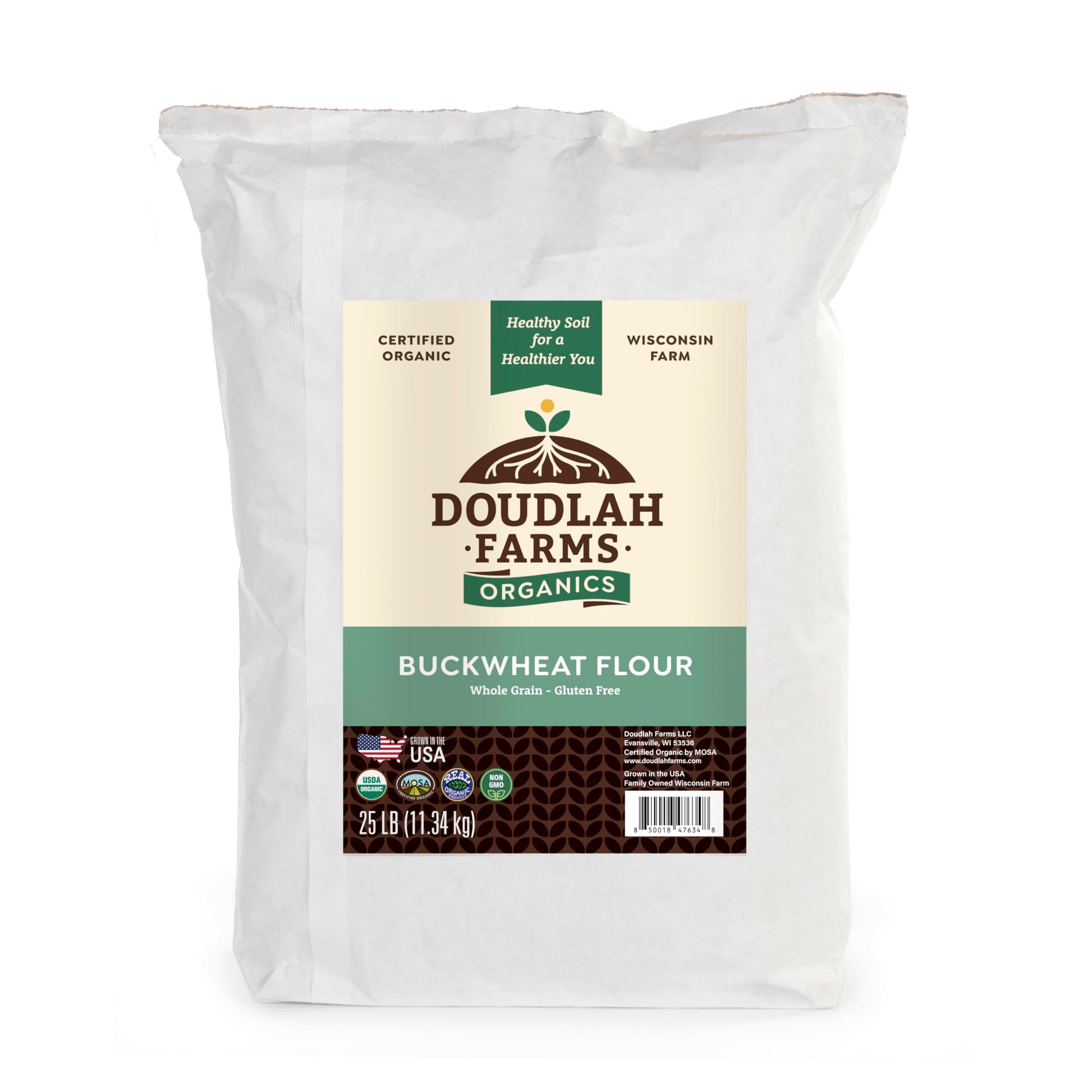 Organic Buckwheat Flour 25lb From Doudlah Farms - Farmed From Regenerative Soil | Gluten Free, Vegan, Non-GMO, Grown In USA | Fo