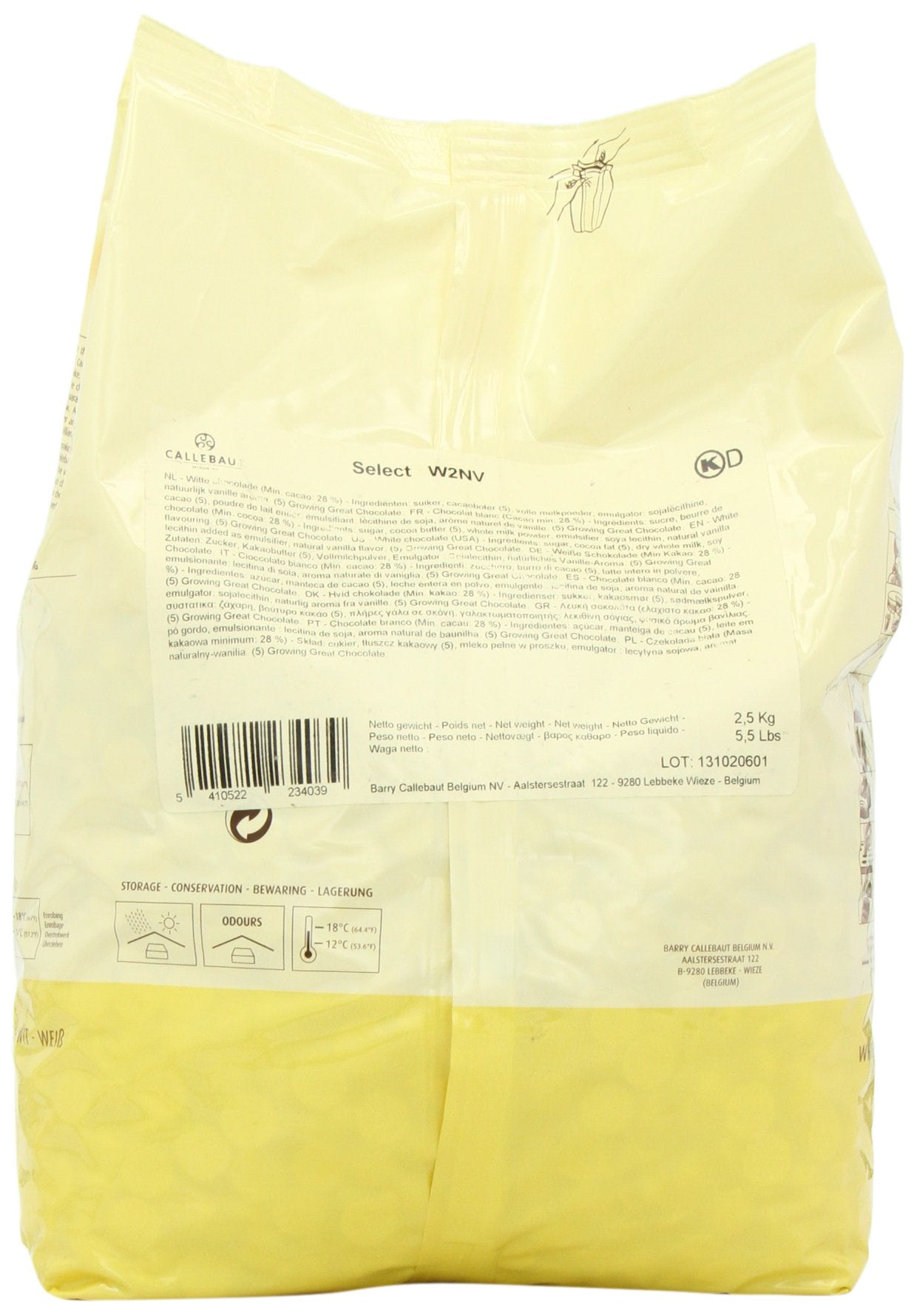 Callebaut - W2 White Chocolate Callets - 5.5 Lb Bag