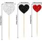 Gyufise Heart Cupcake Toppers, 30Pcs Glitter Cake Picks for Valentines Day, Wedding, Birthday Party - Black Red Silver