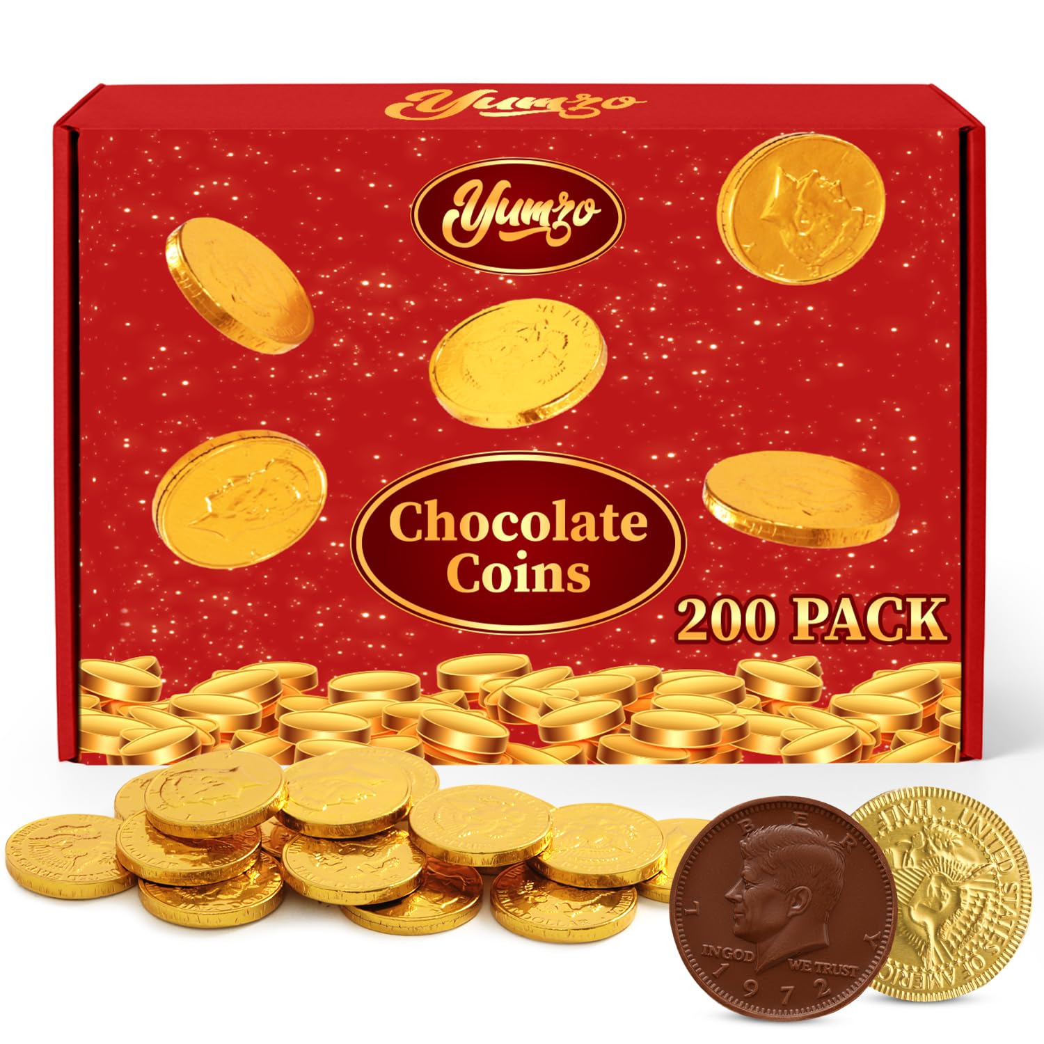 Gold Chocolate Coins  200 Pack Of Gold Chocolate Coins Bulk  Ideal Coin Candy For Themed Parties  Events And Celebrations  Perfect For Gift Bags And Festive Decorations  Christmas And St Patricks Day.