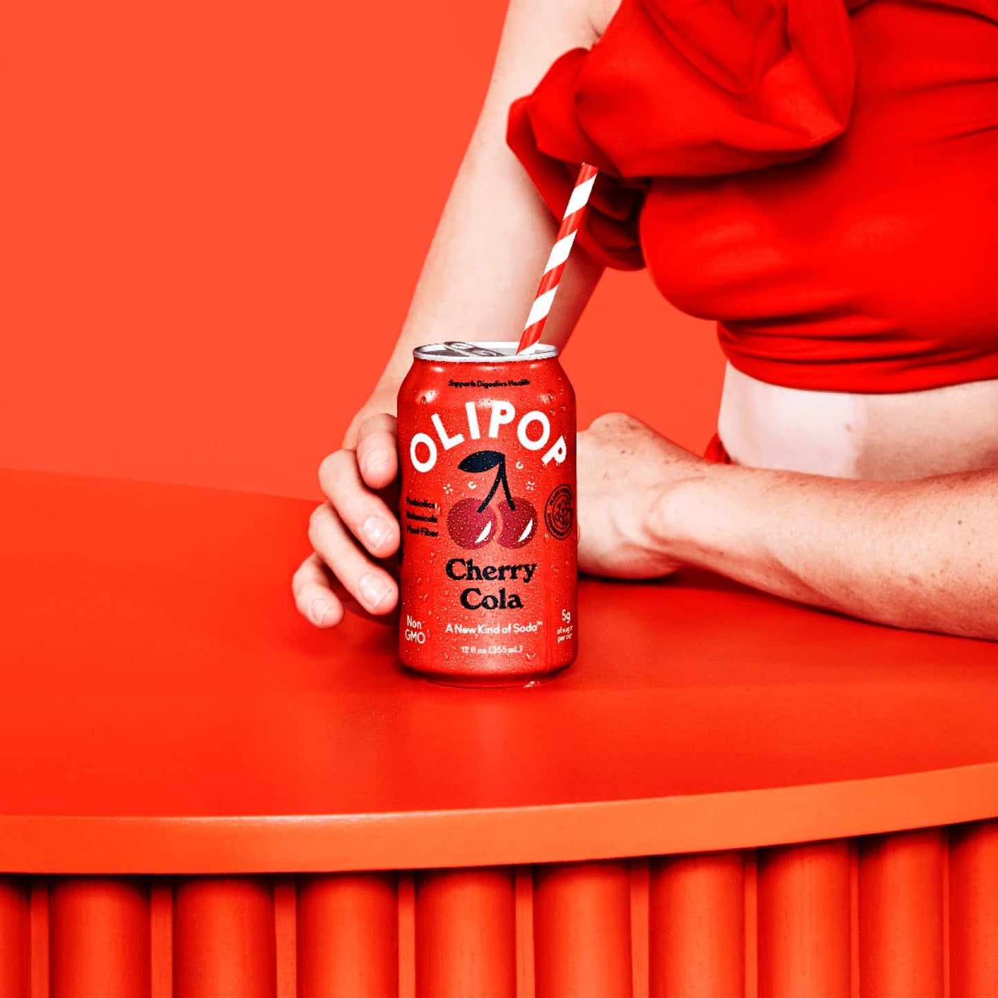 OLIPOP Prebiotic Soda Pop, Cherry Cola, Prebiotics, Botanicals, Plant Fiber, 12 fl oz can
