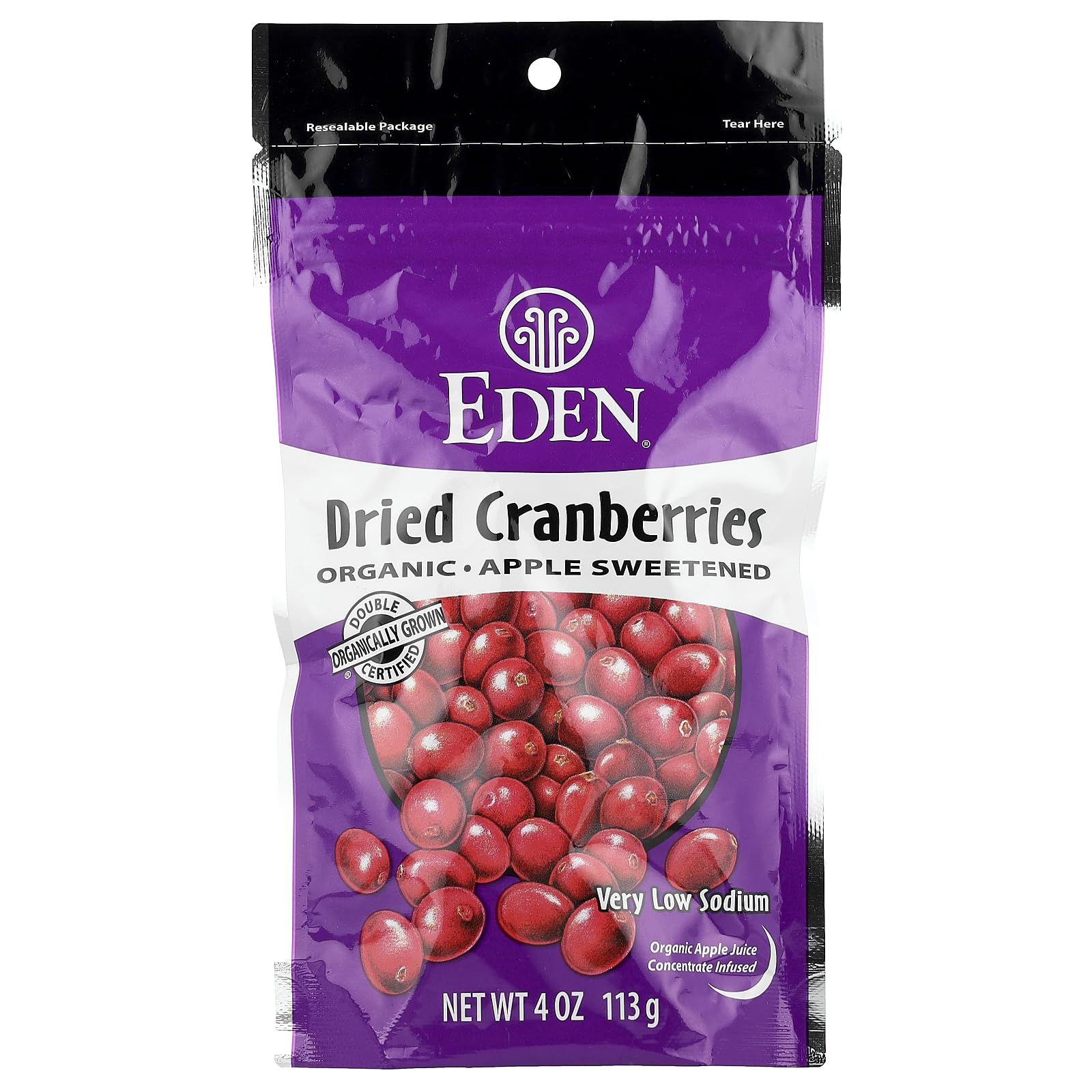 Eden Organic Dried Cranberries, 4 oz Pouches