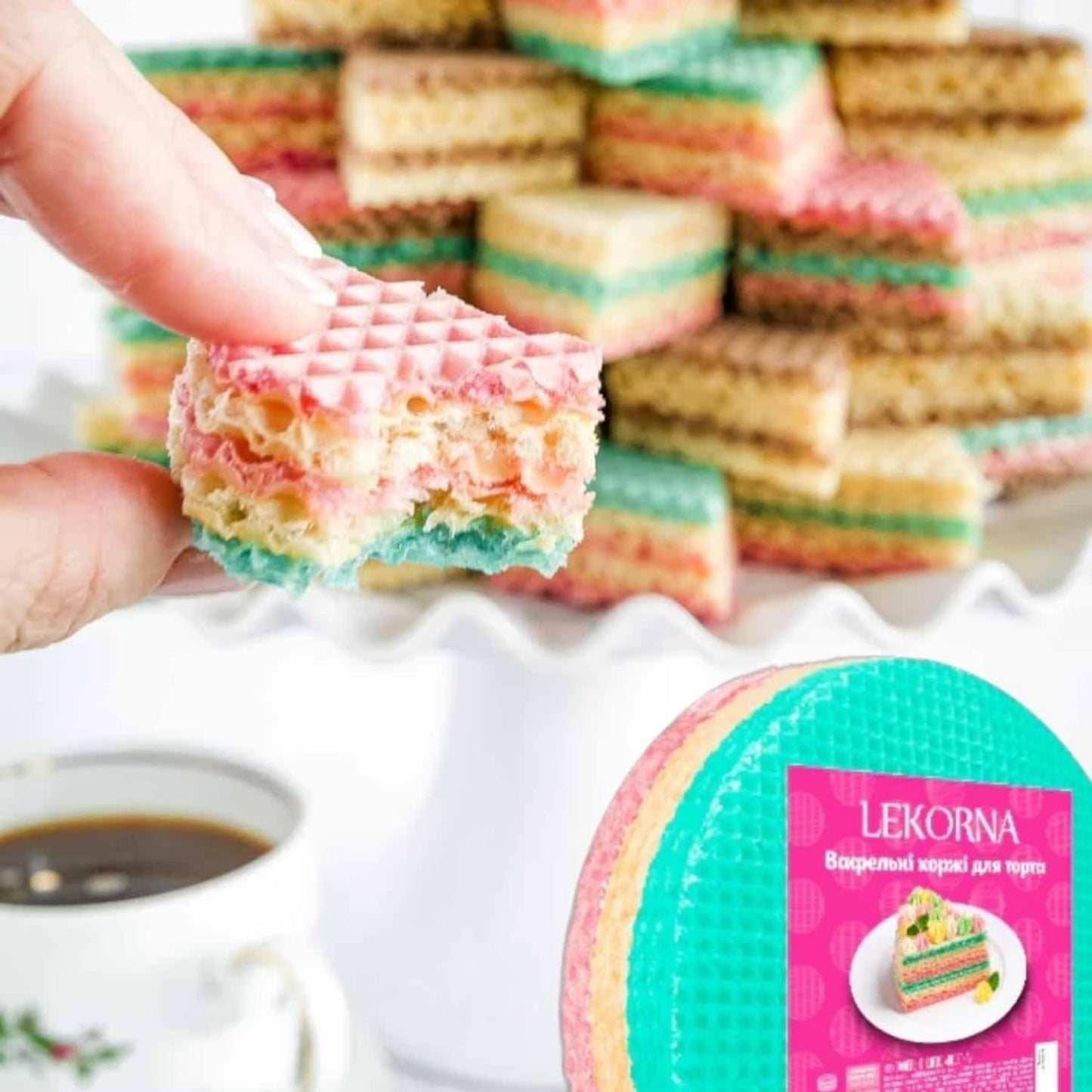Wafer Sheets Pack of Nine Round Tort Wafers Green White Pink 3.2oz (90g) (Pack of 2)