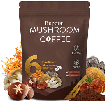 Mushroom Coffee, Instant Mushroom Coffee Organic with 6 Mushrooms Lions Mane, Cordyceps, Turkey Tail & Other for Energy, Focus, 