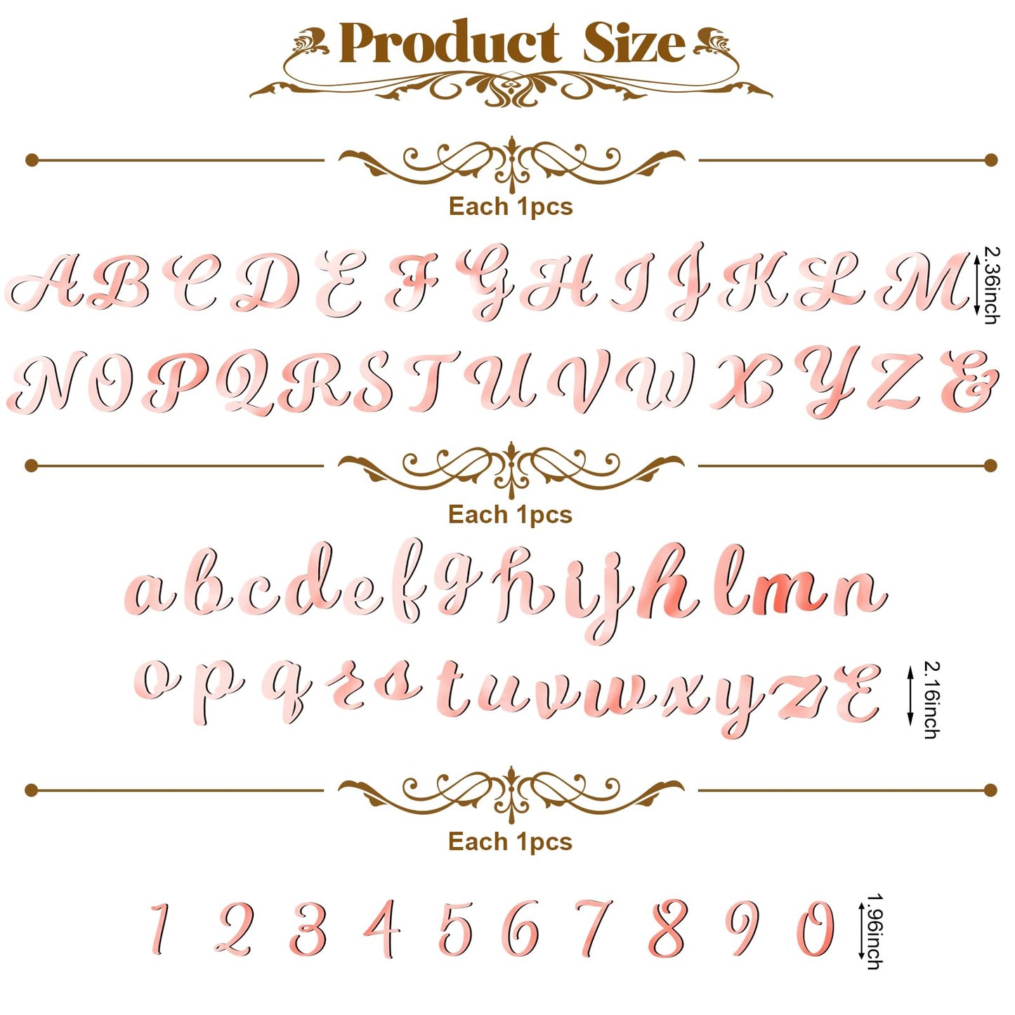 Jspupifip 64Pcs Rose Gold Acrylic Cake Topper, Glitter Numbers & Alphabet Decor, Personalized Cake Picks For Anniversary, Baby S