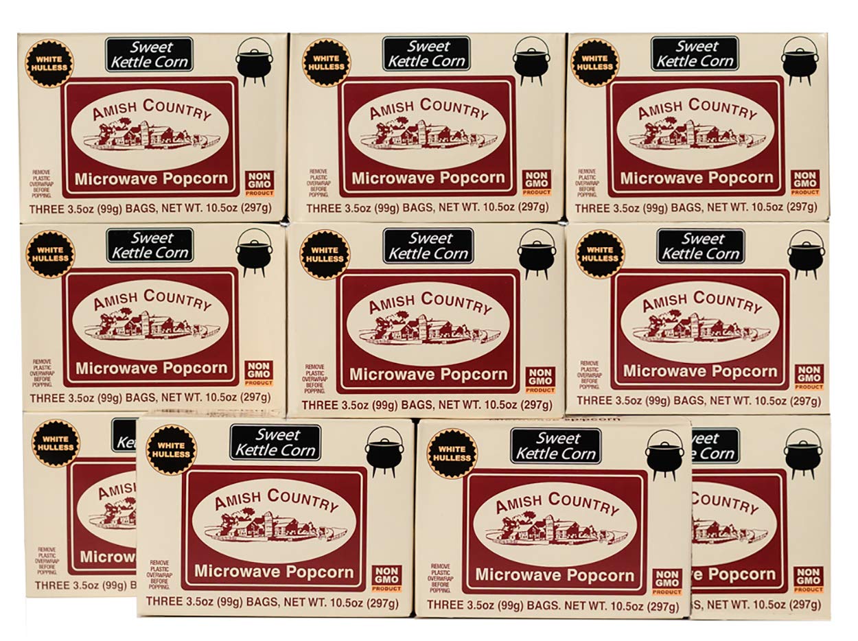 Amish Country Popcorn | Old Fashioned Microwave Popcorn | Non-Gmo, Gluten Free, Microwaveable And Kosher (Sweet Kettle White Hul