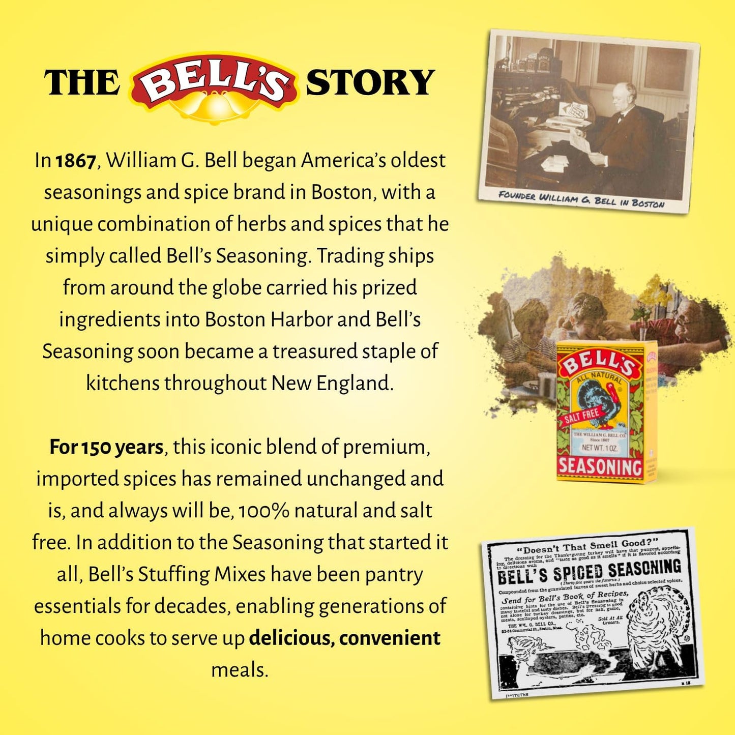 Bells All Natural Seasoning - 1 oz Box - Classic Salt-Free Poultry Blend - Gluten-Free  Kosher  Non-GMO (Pack of 4)