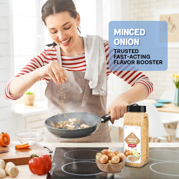 Dependable Foods Minced Onion - 6 Oz. Jar - 100% Natural, Kosher, Dehydrated Onion Flakes Convenient Versatile Seasoning - Non-G