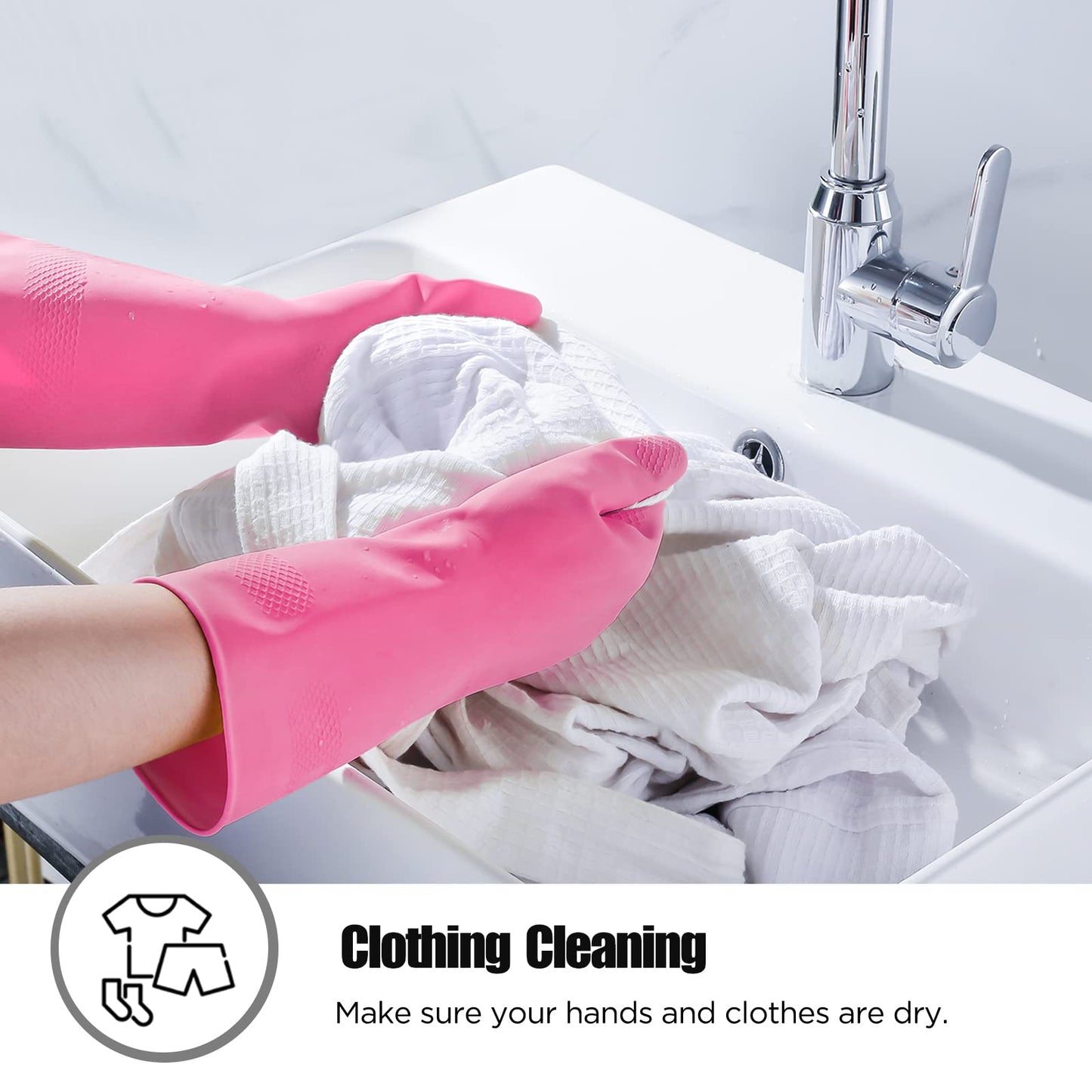 Rubber Gloves Dishwashing 4 Pairs For Kitchen,Cleaning Gloves For Household Reuseable.(Large,Pink)