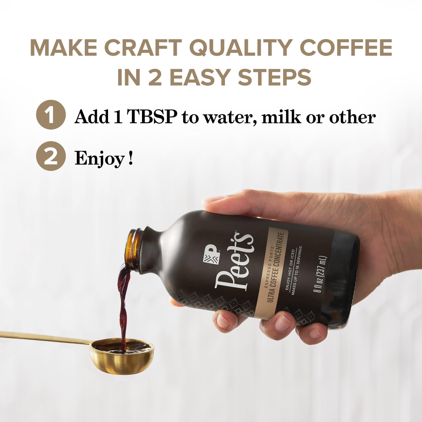 Peet'S Coffee, Ultra Coffee Concentrate, Instant Hot, Cold Brew, Or Iced Coffee - Espresso Forte, 8 Fluid Ounce Bottle (16 Servi