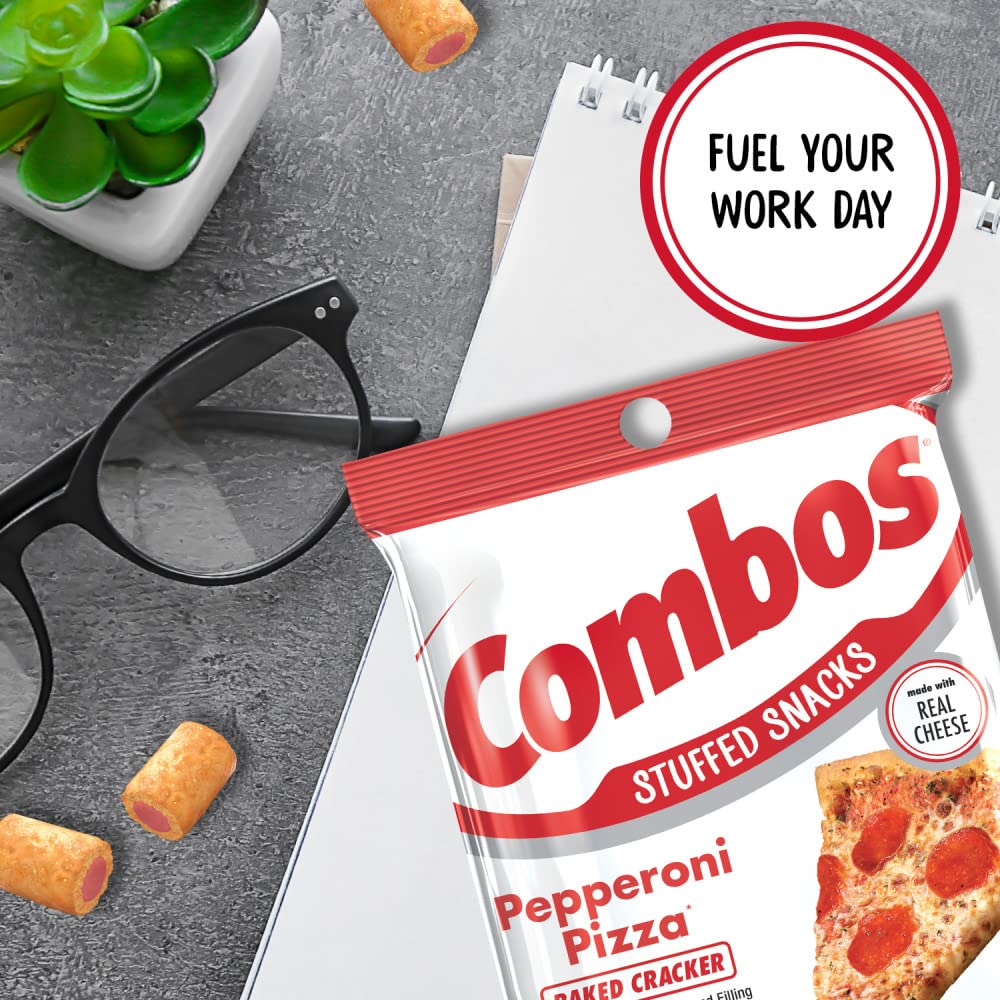 Combos Pepperoni Pizza Cracker Baked Snacks 6.3-Ounce Bag (Pack Of 12)