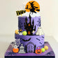 DRWATE Halloween Cake Toppers Set, Pumpkin Ghost Skull Spider Decorations, Orange Black Purple, Paper, for Trick-or-Treat Party Supplies