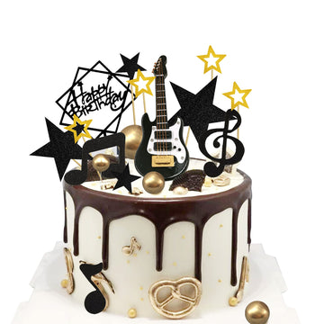 24Pcs Guitar Cake Toppers Music Note Birthday Cake Toppers 1:12 Guitar Model Decorations For Musician Party Birthday Party Rock