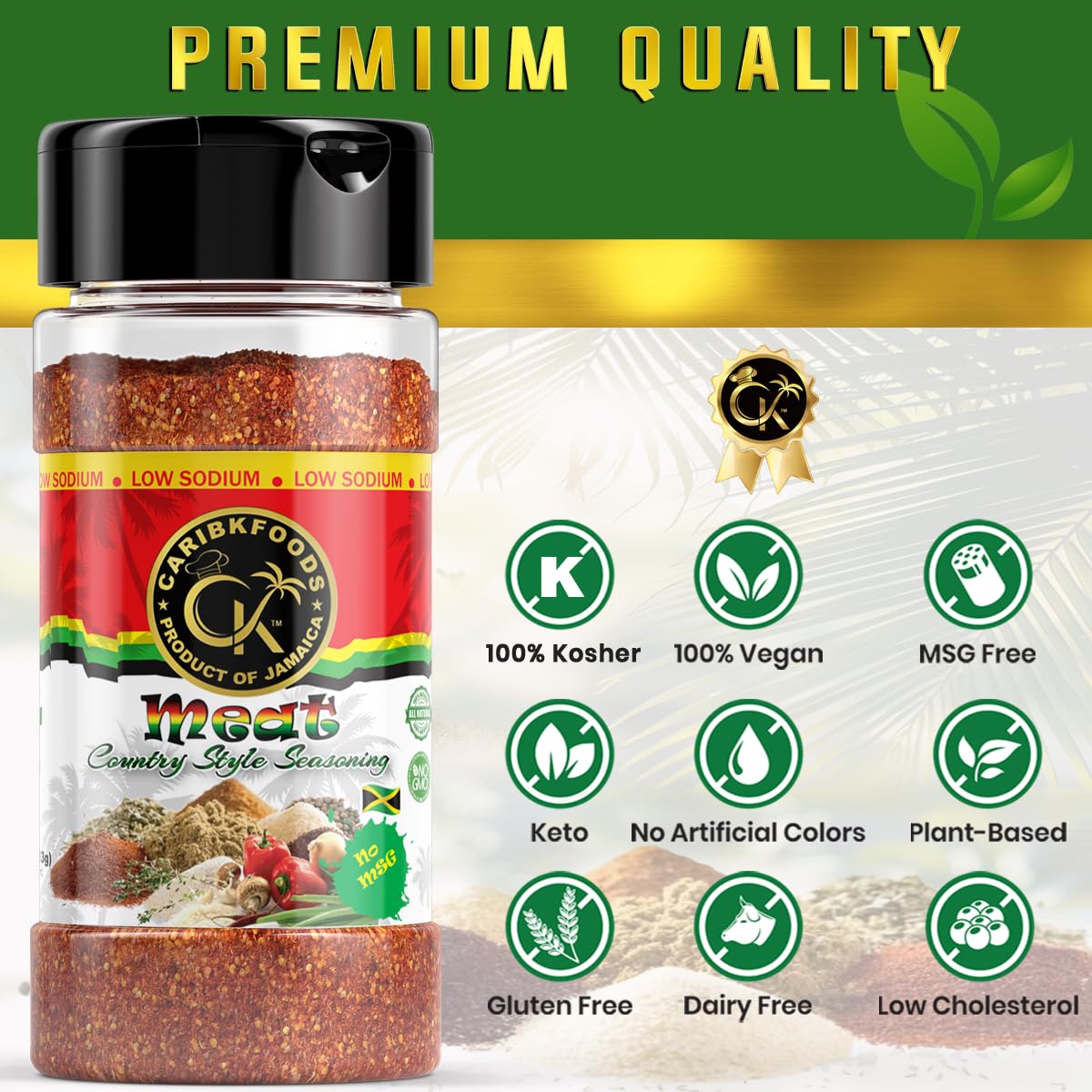 Caribbean Kitchen Meat Seasoning (4.05 Oz) -100% All Natural Premium Ingredients | Healthy Gourmet Spice Blend For All Foods - K