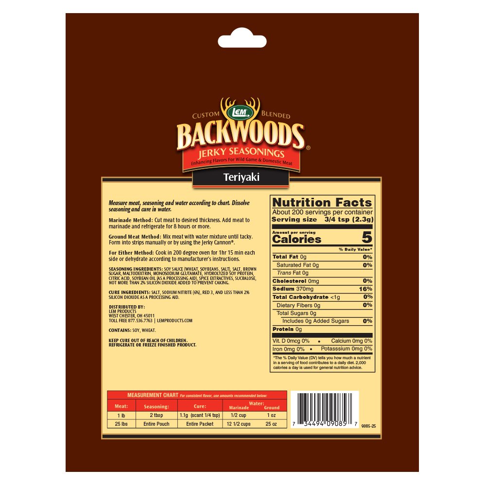 LEM Backwoods Teriyaki Seasoning with Cure Packet, 1 oz, Model 9085