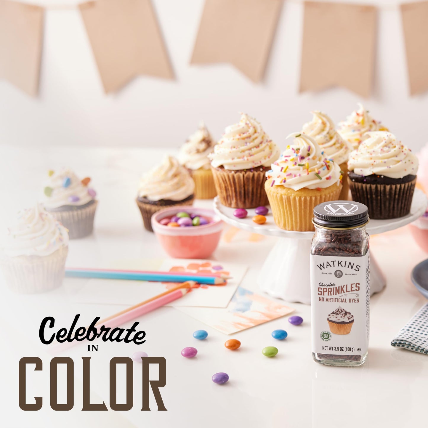 Watkins Chocolate Decorating Sprinkles, No Artificial Dyes, Kosher, 3.5 Ounce, 2-Pack