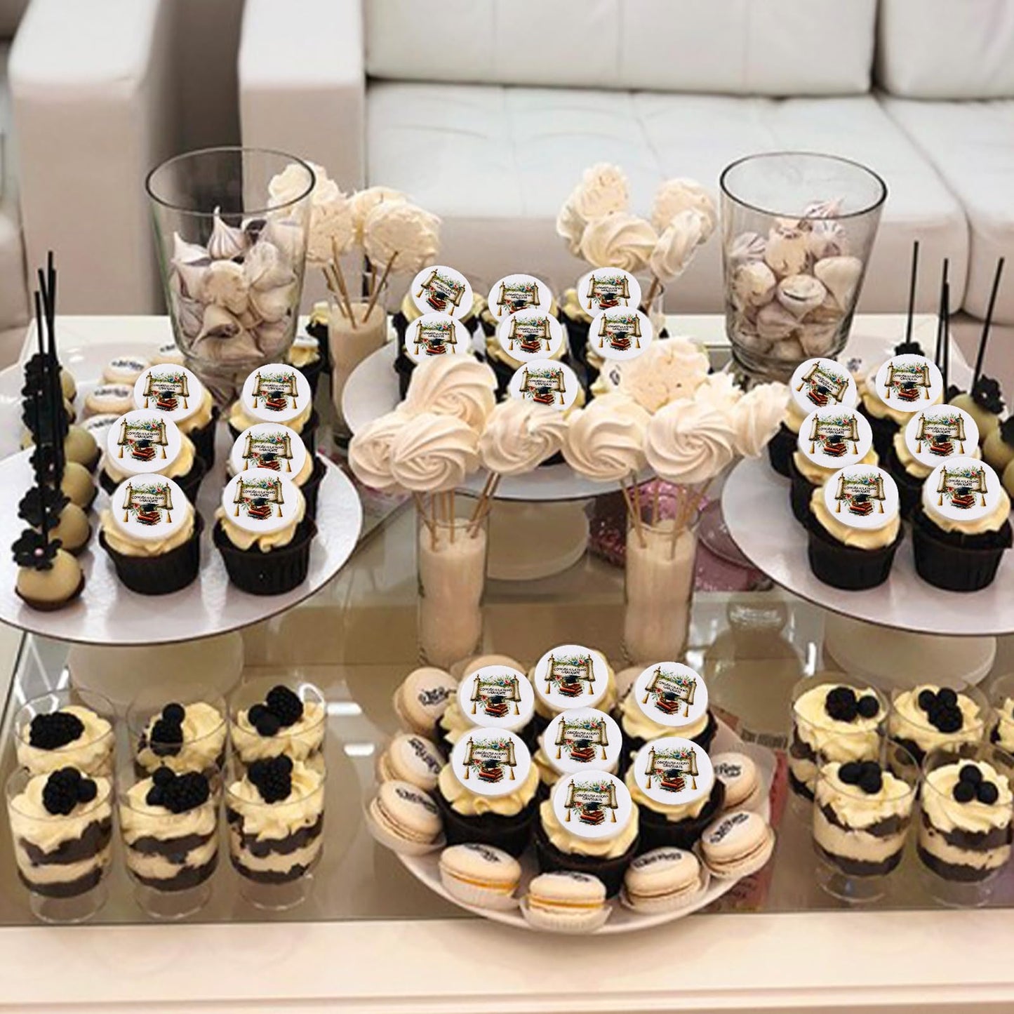 40Pcs Edible 2025 Graduation Cupcake Toppers Congratulations Graduate 2025 Cupcake Picks Glutinous Rice Paper Drink Topper For 2