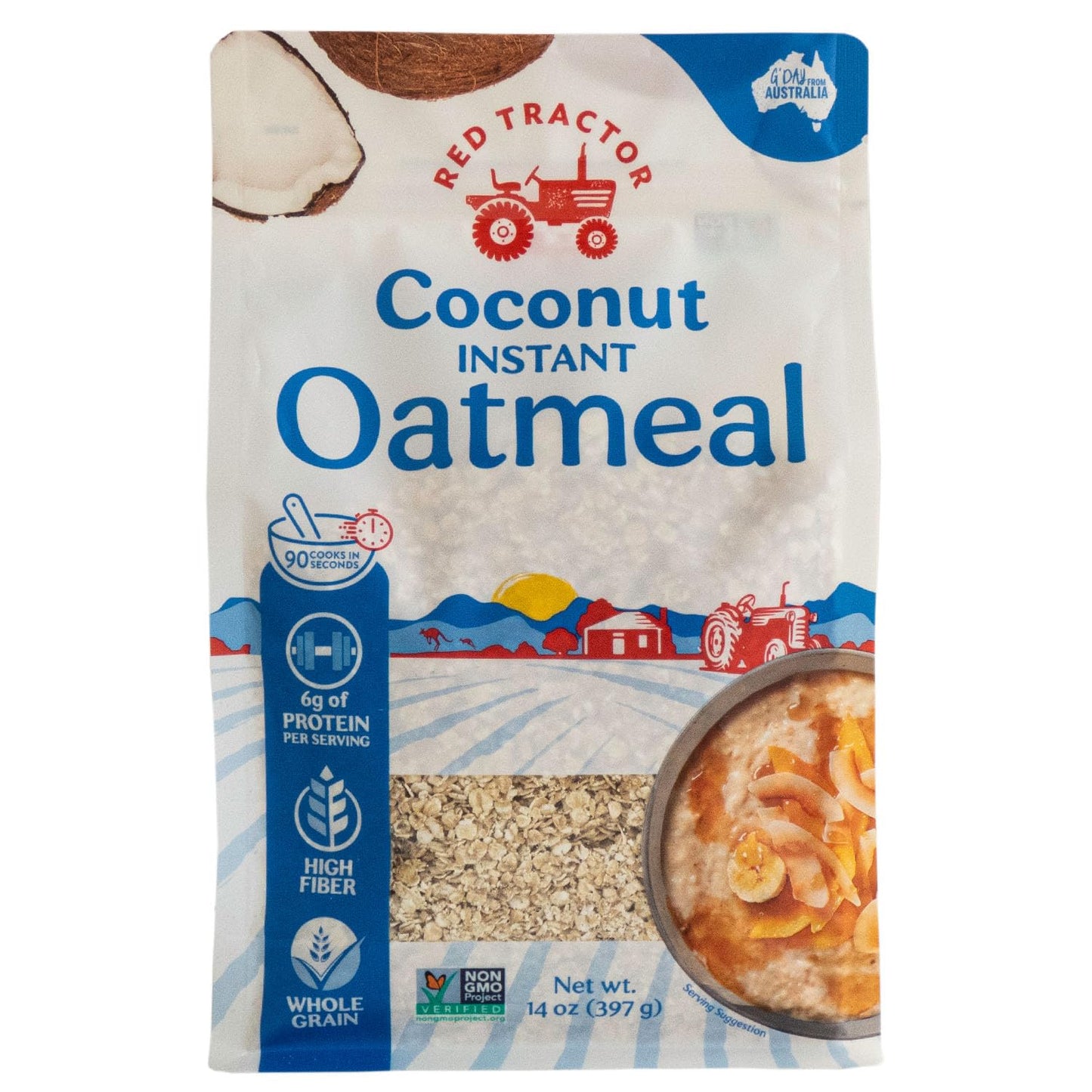 Red Tractor creamy Style coconut Instant Oats 400g 1 Pack (1 Pack)