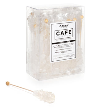 Candy Envy White Cafe Rock Candy Swizzle Sticks - 36 Count - Individually Wrapped