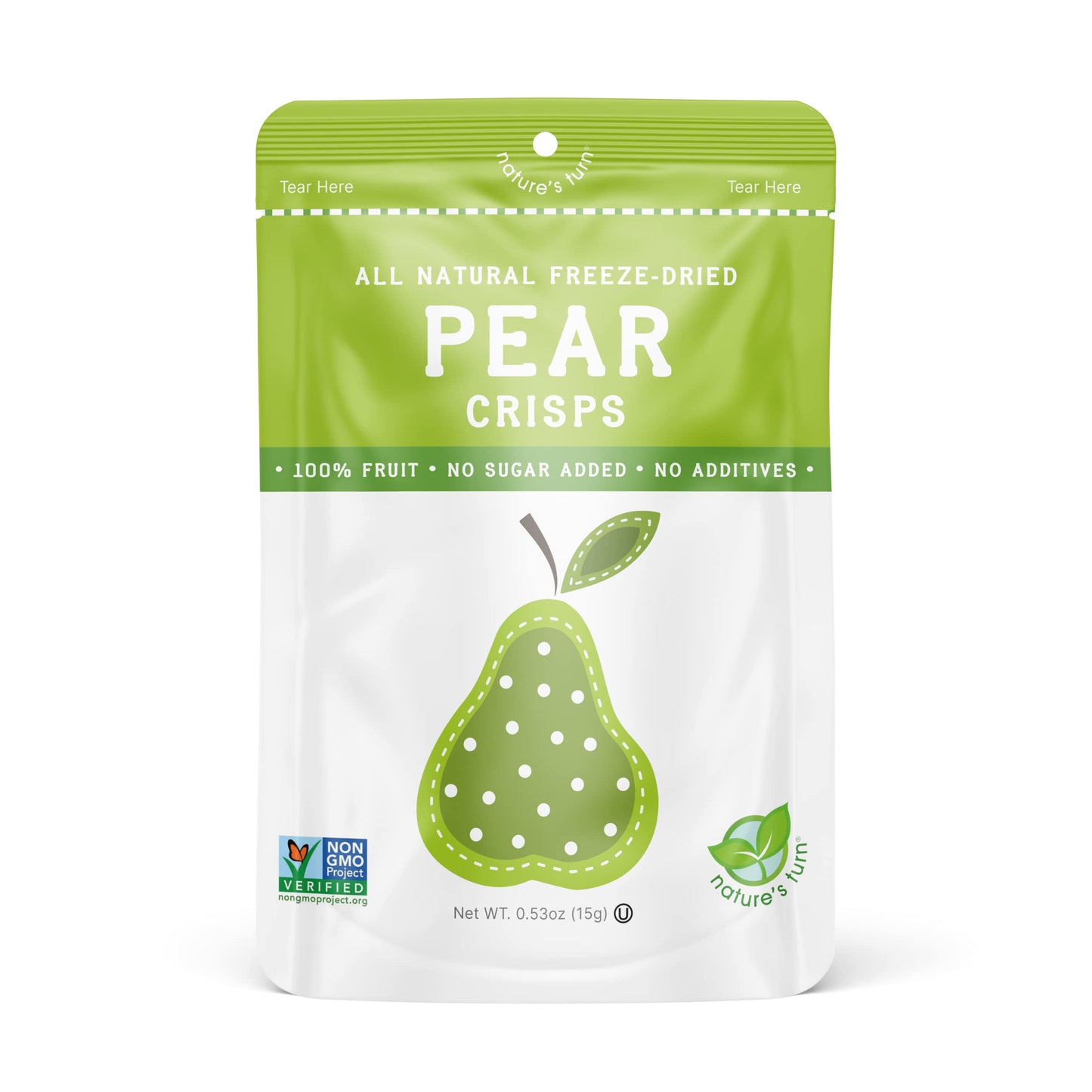 Natures Turn Freeze-Dried Fruit Snacks, Pear Crisps, Pack Of 12 (0.53 Oz Each)