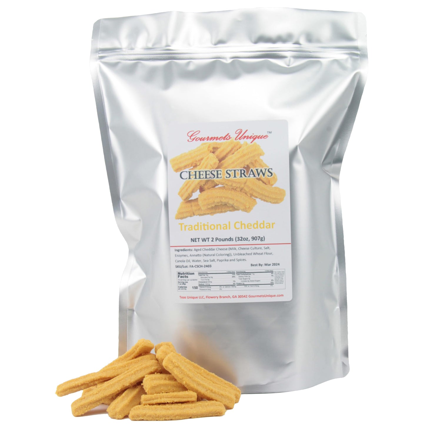 Southern Gourmet Cheese Straws, Traditional Cheddar, 2 Pounds