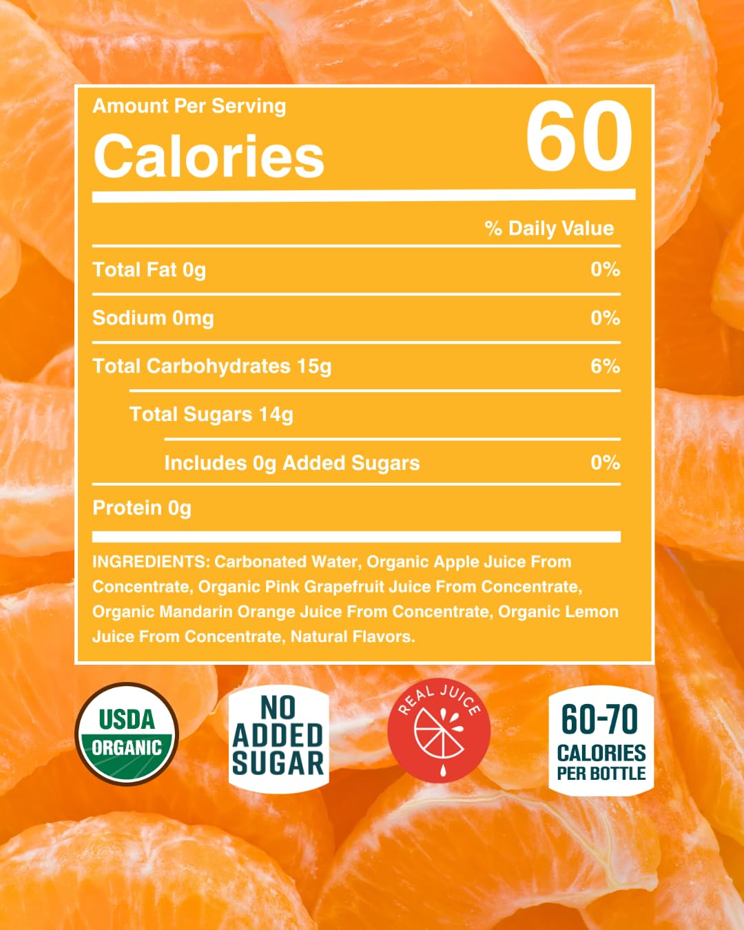 Citrus House Organic Sparkling Juice  Mandarin Orange  Modern Italian Soda  No Added Sugar  No Preservatives  9.3 Fl Oz Glass Bottle (Pack of 12)