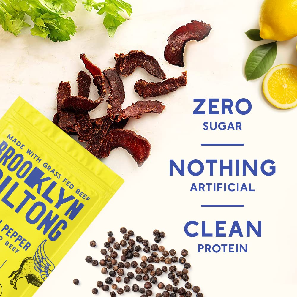 Brooklyn Biltong Air Dried Beef Snack, Whole30 Approved, Paleo, Keto, Gluten Free, Sugar Free, 2 oz Pack of 8, Made in USA