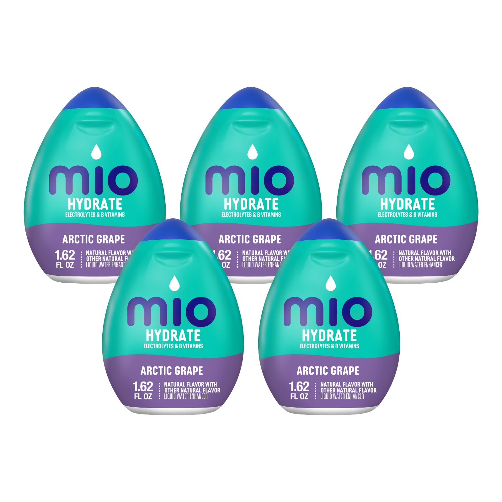 Mio Fit Water Enhancer - Arctic Grape, Makes 18 Servings + Vitamins, 1.62 Oz Each, (Pack Of 5)