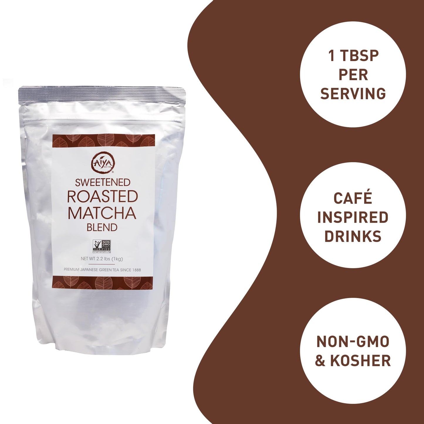 Aiya Sweetened Roasted Matcha Blend - Hojicha - Nutty Roasted Green Tea Powder With Cane Sugar - Perfect For Lattes & Smoothies
