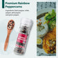 Soeos Black Peppercorns + White Sea Salt + Rainbow Peppercorns + Pink Salt, 10.6oz(300.50g) Spice Total, Glass Bottle Grinder wi