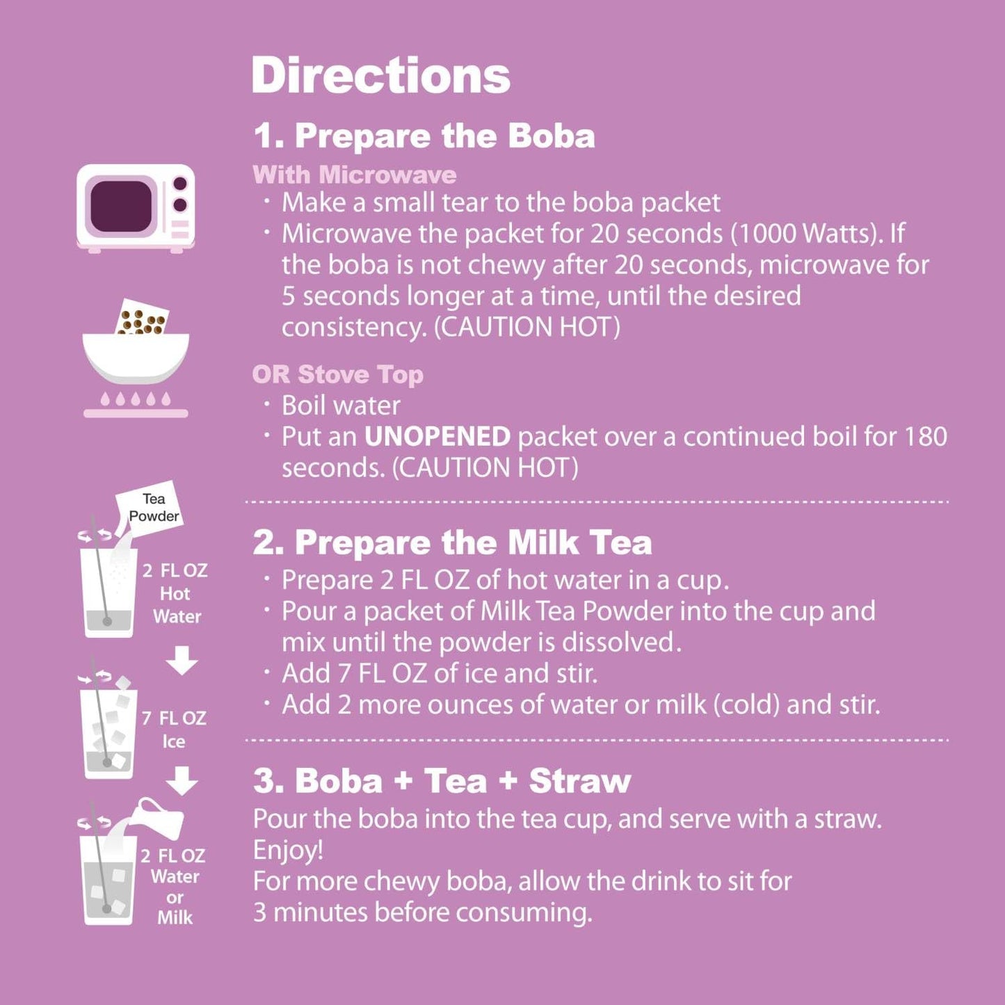 J Way Instant Boba Bubble Pearl Taro Milk Tea Kit With Authentic Brown Sugar Tapioca Boba, Ready In Under One Minute, Paper Stra