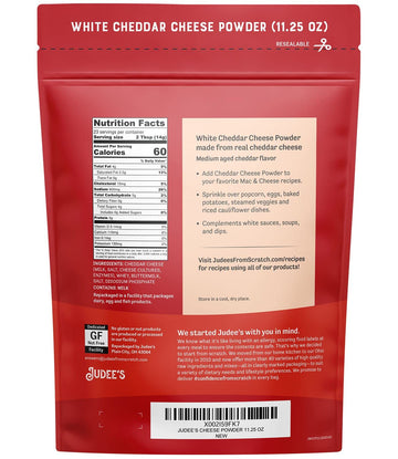 Judees White Cheddar Cheese Powder - 100% Non-GMO, Gluten-Free, 11.25oz